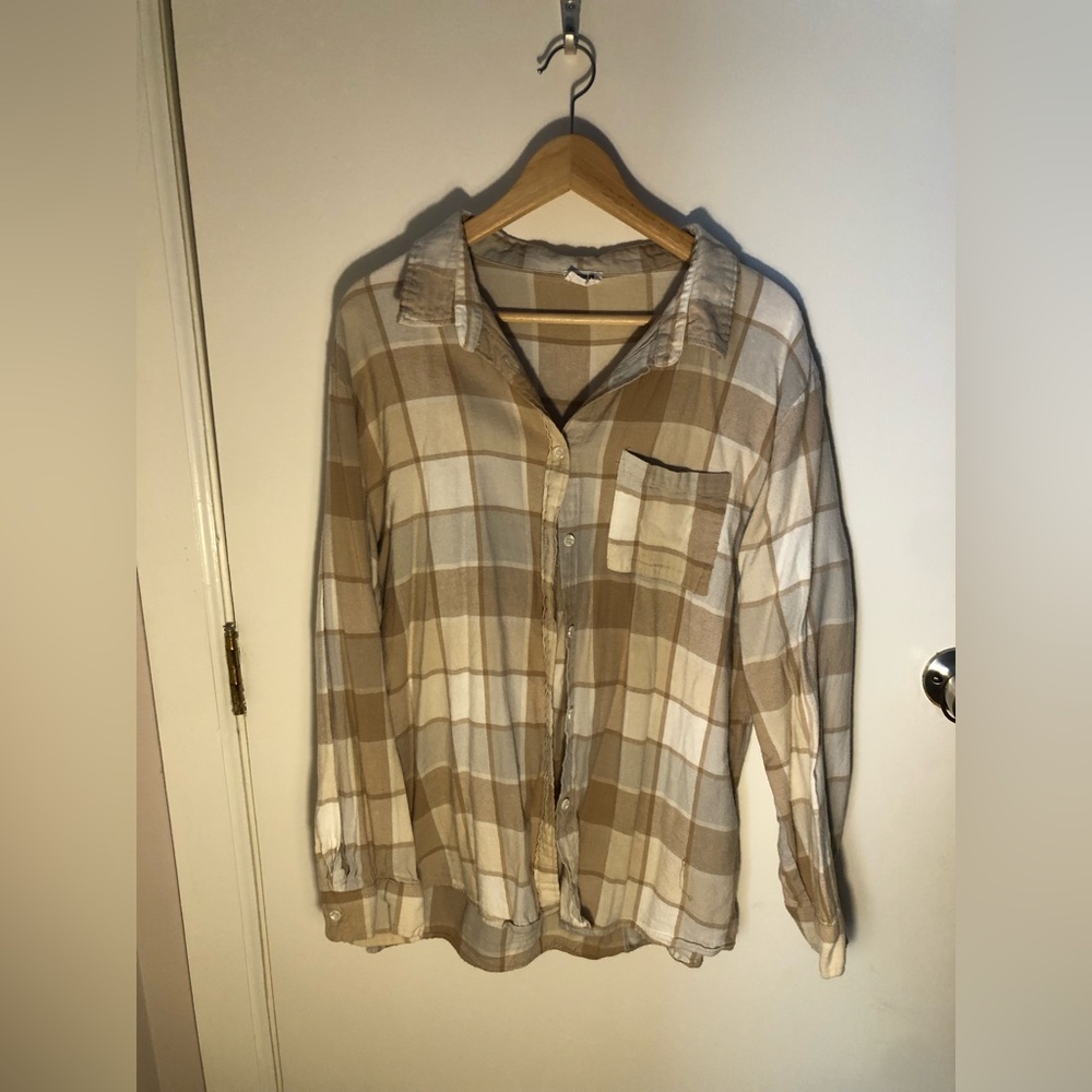 Long sleeve, Cotton On neutral toned plaid flannel